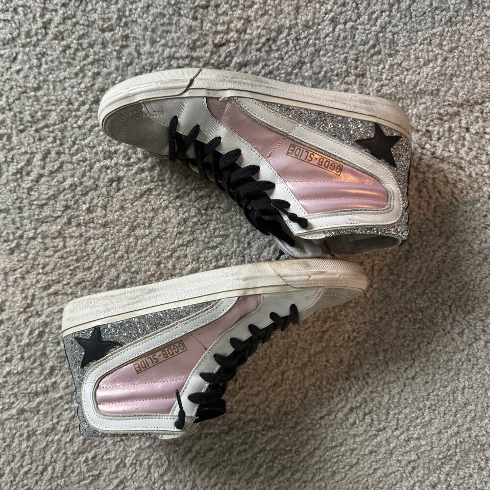 Slide Sneaker Golden Goose, Salmon Pink, Silver, Ice, White & Black - Picture 5 of 11